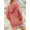 thumbnail image 5 of DOKOTOO Women Hoodies Oversized Sweatshirt Fall Casual Long Sleeve V Neck Drawstring Waffle Knit Tops S-2XL, 5 of 10