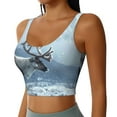 thumbnail image 2 of Balery Winter Reindeer In Snowy Mountains Sujetadores deportivos con espalda cruzada para mujer, acolchados, sin costuras, de alto impacto, ideales para yoga, gimnasio, entrenamiento y fitness.-Small, 2 of 8