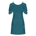 thumbnail image 3 of Wiyuqeen Summer Cold Shoulder Flowy T-Shirt Dresses for Women Soft Trendy U Neck Short Dresses Casual Solid Color Dresses lLightweight Pleated Dresses, 3 of 4