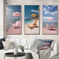 thumbnail image 1 of Designart "Romance on the Cote d Azur Pink French Charm II" Nautical & Beach Framed Wall Art Set Of 3 - Pink France Frame Gallery Wall Set For Home Decor, 1 of 6