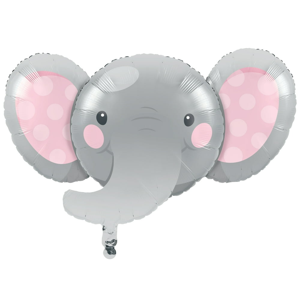 Enchanting Elephants Girl Mylar Balloons, 3 Count