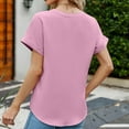 thumbnail image 7 of Mittory Womens Fall V Neck Button Shirt Casual Loose Blouse Short Sleeve Open Front Cardigan Work Office Tunic Tops, 7 of 7
