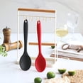 thumbnail image 5 of Cuchara para servir de 2 piezas, cuchara de cocina de silicona, cuchara para mezclar de silicona, cuchara de cocina de plástico utilizada para cocinar, hornear, mezclar y servir (negro rojo) JM, 5 of 5