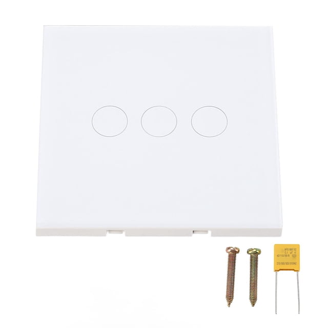 Smart Light Touch Switch White Tempered Glass Single Live Wire Control Wall Mounted Light Switch 110‑240VAC