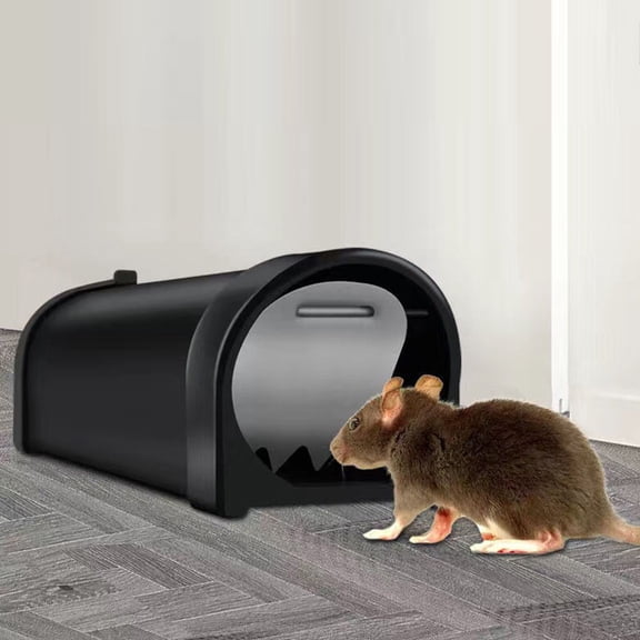 Humane Automatic Mouse Trap Reusable Indoor Household No-Kill Rodent Catcher, Easy to Use & Clean Mouse Trap Kitchen & Garage Effective Pest Control Mouse Trap Black 1Pcs