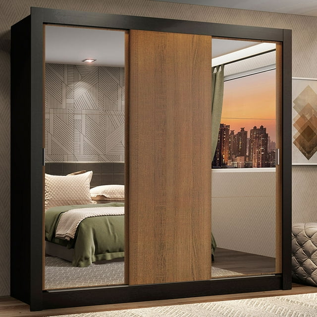 Ropero Closet Madesa Lyon 3 Puertas Con Espejos N/M 205 cm Alto 170 cm Ancho 46 cm Fondo
