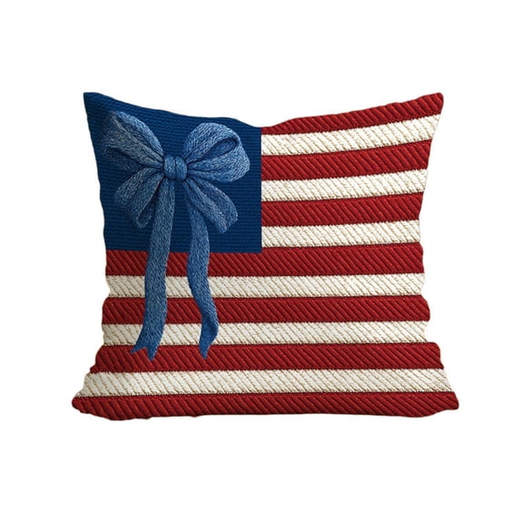 Red Independence Day Throw Pillow Covers 4th of July Decorations Patio Dining Sets, Backyard Seating Areas & Deck Furniture, perfect for Summer BBQ Parties and USA Pride
