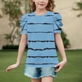 thumbnail image 2 of Zpanxa Girls Summer Top Girls Short Sleeve Crew Neck Allover Print Daily School Uniform Blouse Tee Light Blue 10 Years, 2 of 4