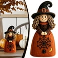 thumbnail image 2 of 6.8-Inch Vintage Witch Halloween Figurine, Retro Wood Tabletop Statue with Freestanding Base, Country Autumn Decor for Mantel, Bookshelf, Entryway and Tiered Tray, 2 of 5
