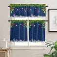 thumbnail image 2 of Christmas Kitchen Curtain Valance and Tiers Set Xmas Baubles Coniferous 3 Pc Window Treatment Pine Tree Twig Blue 3 Pieces Rod Pocket Valance Set for Small Windows Bedroom 54 in x 24 in, 2 of 6