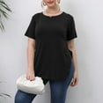 thumbnail image 6 of Tittly T Shirts for Women Spring Tops for Women Women's Plus Size Women's Clothing Casual Simple Tops Round Neck Slit Short Sleeve T Shirt Tshirts Shirts Basic Tees Black XL, 6 of 9