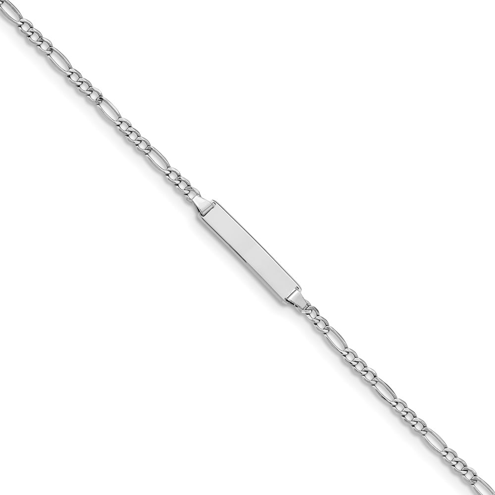 Primal Gold 14 Karat White Gold Semi-Solid Figaro ID Bracelet