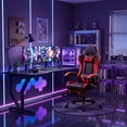 thumbnail image 2 of Frovlni Ergonomic Gaming Chair for Adults with Footrest, Reclining High Back PU Leather Office Computer Chair, Height Adjustable Headrest & Lumbar Support, Black & Red, 2 of 9