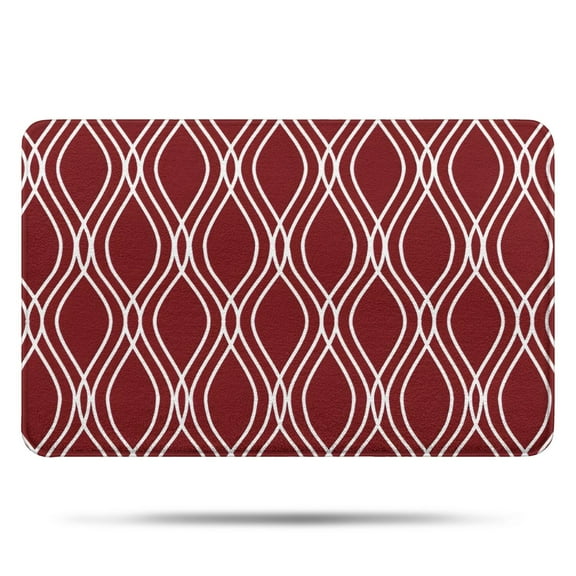 Burgundy and White Wavy Pattern Bathroom Rugs Mat,Non Slip Microfiber Bathroom Rug,Rubber Backing,Soft Bathroom Mats for Bathroom Floor,Tub and Shower,17x27in(43x68cm)