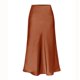 thumbnail image 5 of Falda midi de satén con abertura y cintura alta para mujer - Cintura elástica, color liso - S-XL, 5 of 5