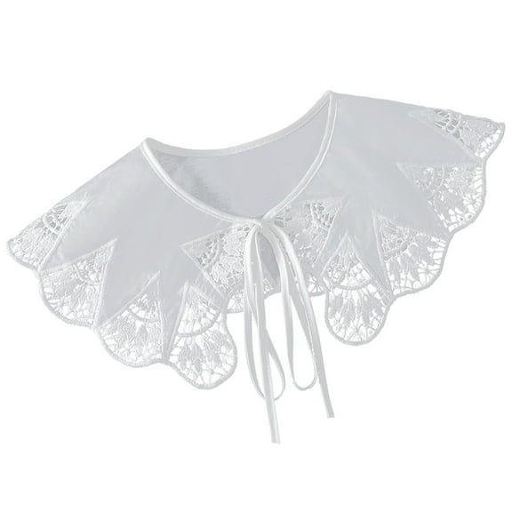 FRCOLOR White Chiffon Detachable Fake Collar for Women Elegant and Fashionable Lace Collar