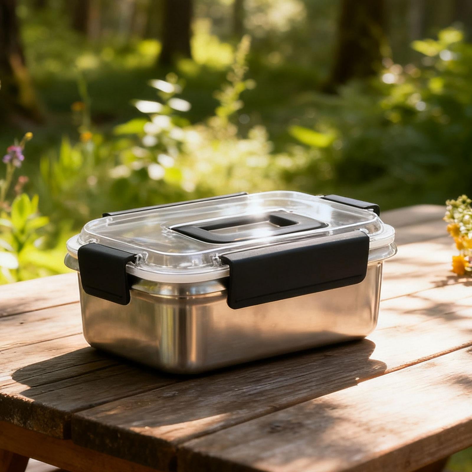 Fiocias Bento Box Stainless Steel Food Storage Container with Airtight Handle and Design 1600ml