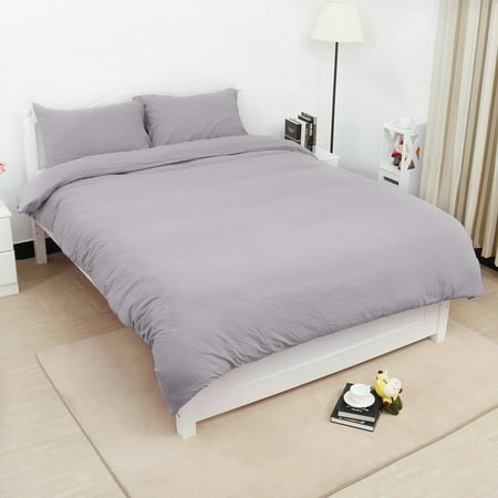 Solid Washed Cotton 3-Piece Duvet Cover Set Bedding Sets Single,Double,Queen,King Size