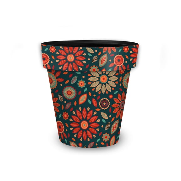 Briarwood Lane Everyday Planter 8.5" x 8.5" x 8.5" Orange and Teal Floral Small Planter