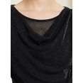 thumbnail image 5 of DARING DIVA Women's Ruched Cowl Neck Long Sleeves Glitter Tops S Black, 5 of 6