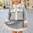 thumbnail image 2 of TBWNWG Girls' Dresses Toddler Long Sleeve Bow Cardigan with Ruffles Checked Skirt 2-Piece Set Children's Autumn Winter Casual Dress for Girls,Size 5-6 Years, 2 of 7