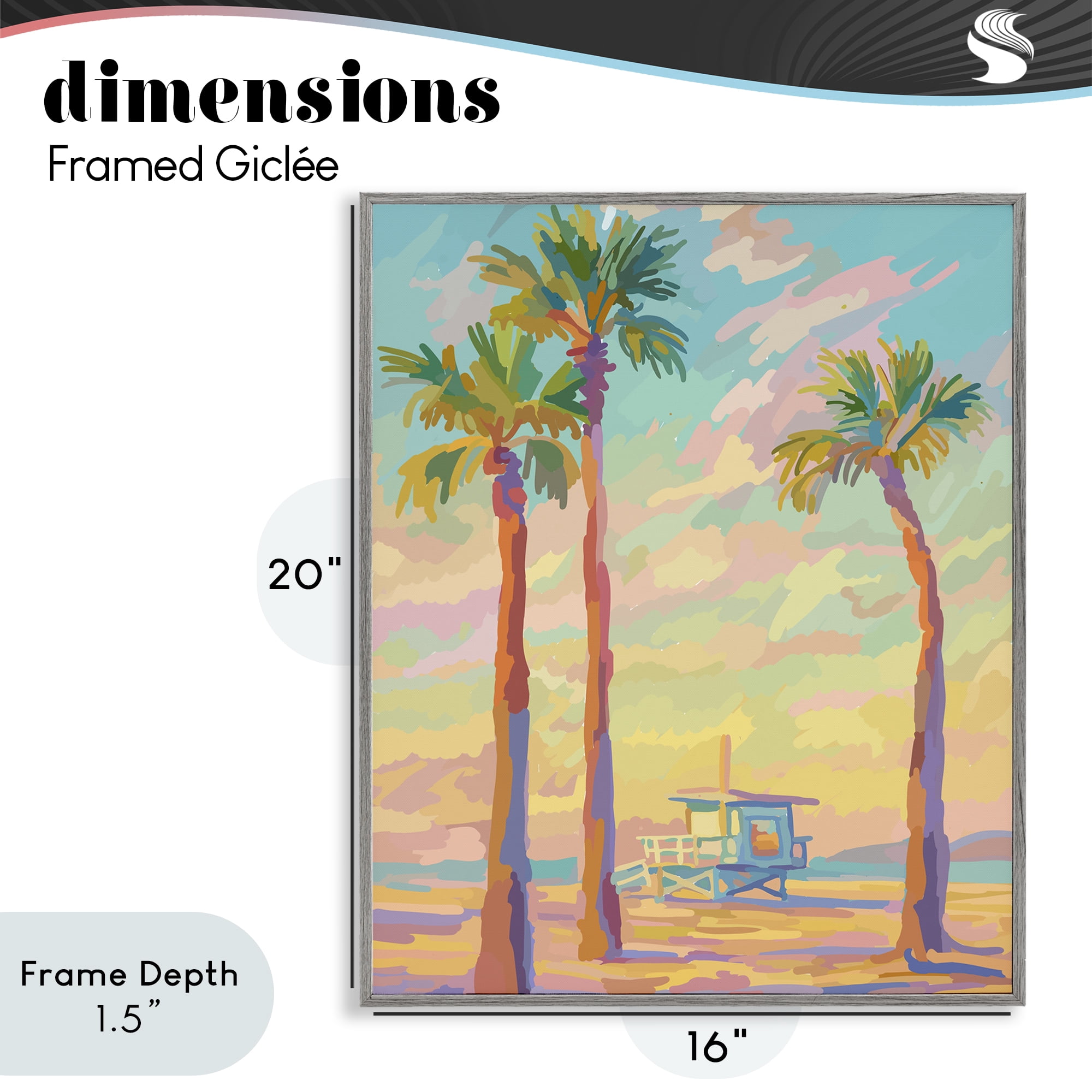 Stupell Industries Beachside Palms Abstraction Gray Framed Giclee Art, design by Amelia Noyes