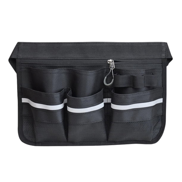 Bolsa de herramientas con múltiples bolsillos, impermeable, resistente, de tela Oxford, para cinturón y limpiador. Negro
