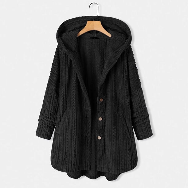 Puntoco Mujer Tallas grandes Casual Bolsillos con botones Alto Bajo Manga larga Abrigo con capucha tops Puntoco Puntoco-1