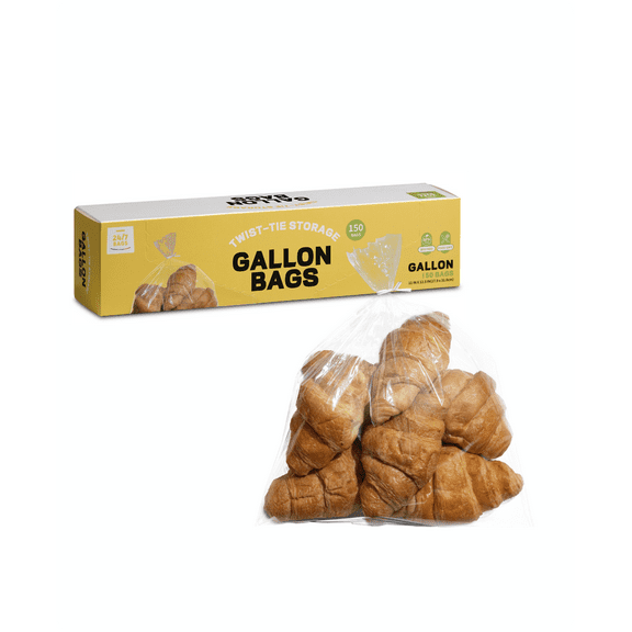 Twist-Tie Gallon Bags, 150 Count, Easy To Use, Twist-Ties Included, Food Contact Safe
