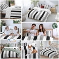 thumbnail image 5 of 3 Piece Black Gray Striped Duvet Cover Set Queen Size, Microfiber Comforter/Quilt Cover with Corner Ties and 2 Pillowcases, Farmhouse Stripe Art All Season Soft Bedding with Zipper Closure, 5 of 8