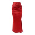 thumbnail image 7 of Dianli Gifts Maxi Skirt Pleated Long Skirt Solid Color Fold Elastic Waist High Waisted Flowing Mid Calf Length Breathable Pull On Casual Beach Travel Everyday Maxi Skirt, 7 of 7