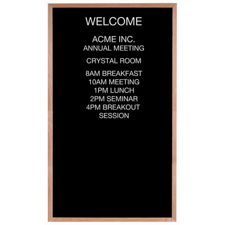 Aarco AOFD1218. Framed Letter Board Message Center. Frame is Oak