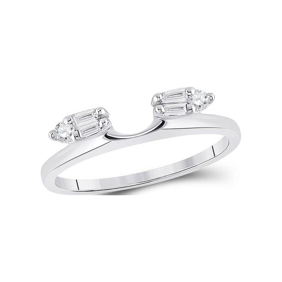Diamond Princess 14kt White Gold Womens Baguette Diamond Ring Guard Wrap Solitaire Enhancer 1/5 Cttw