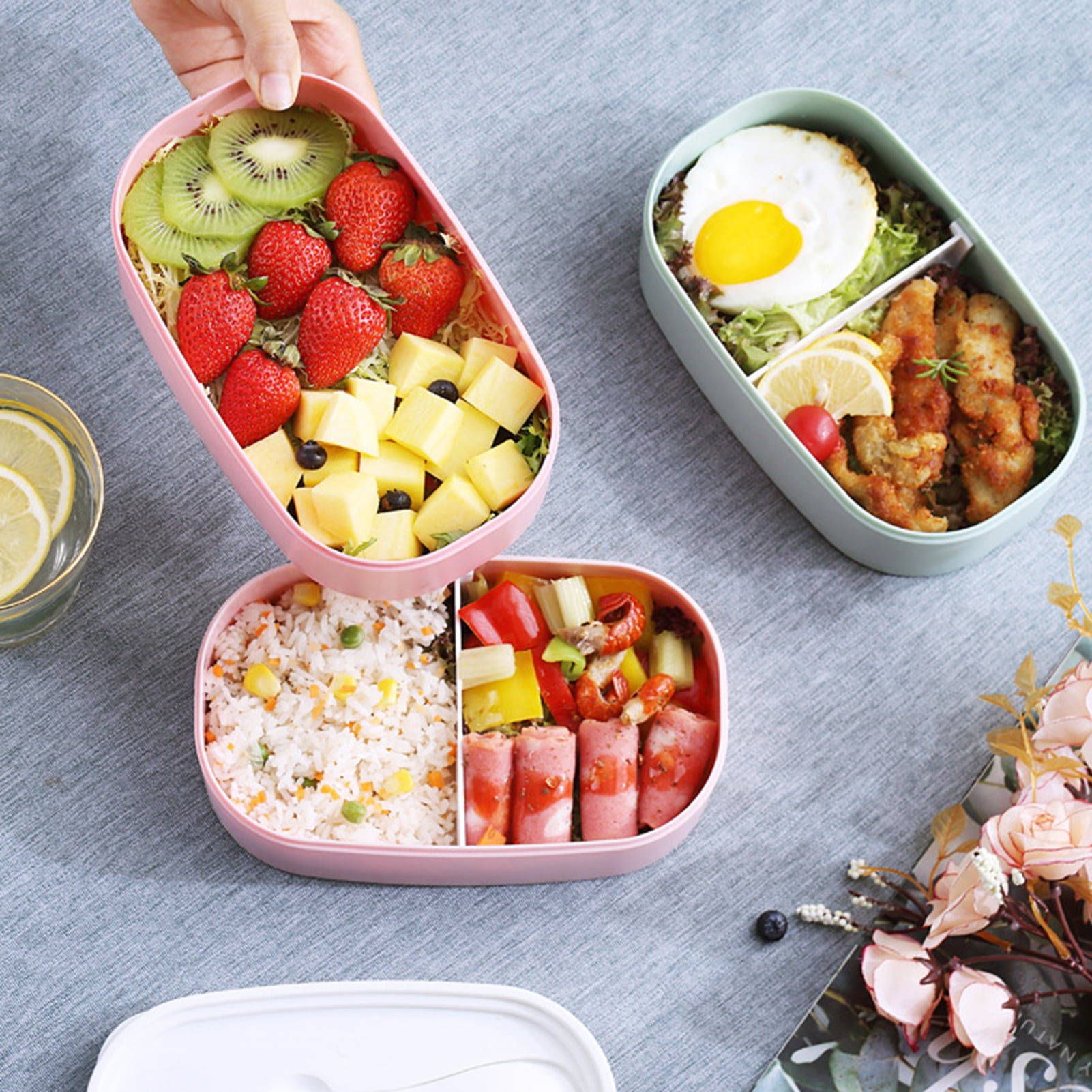 Dream Lifestyle Lunch Box Leak-Proof High-temperature Resistance Portable  Japanese Style 4 Grids Microwavable Bento Box for Work
