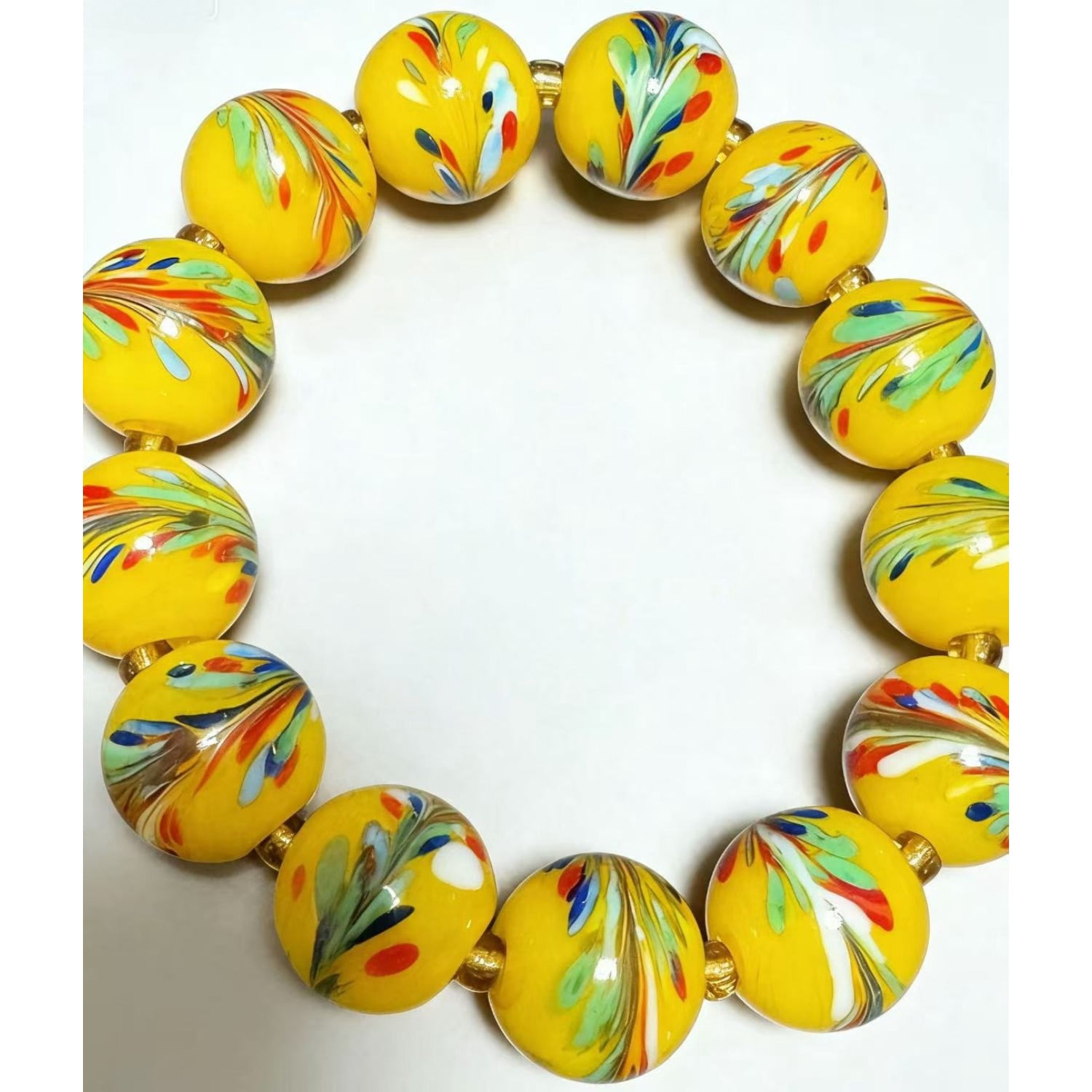 Lijie (referring to glass)Handmade Glass Bead Bracelet for Men Women,  Colorful Artisan Stretch Bracelet, Unisex Boho Jewelry for Daily Wear, Gift for Birthday Anniversary Christmas