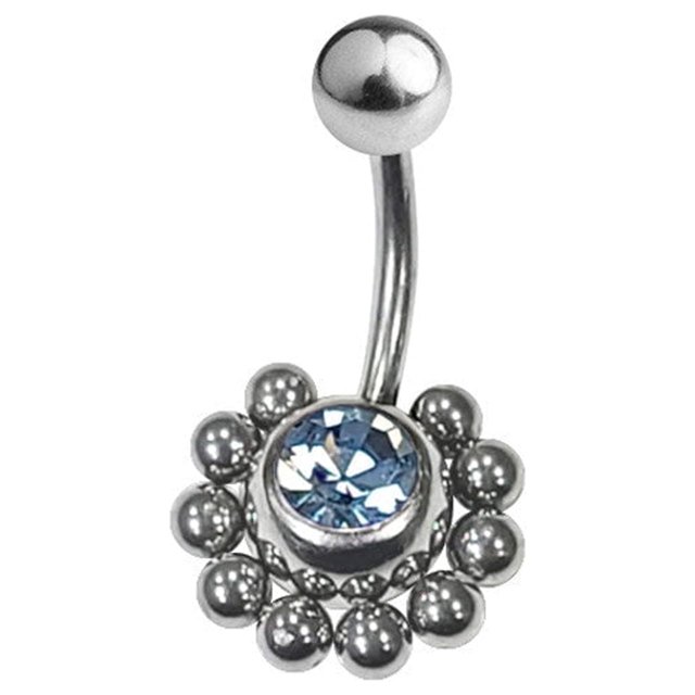 Anneau de Nombril en Acier Chirurgical Fleur avec Design CZ