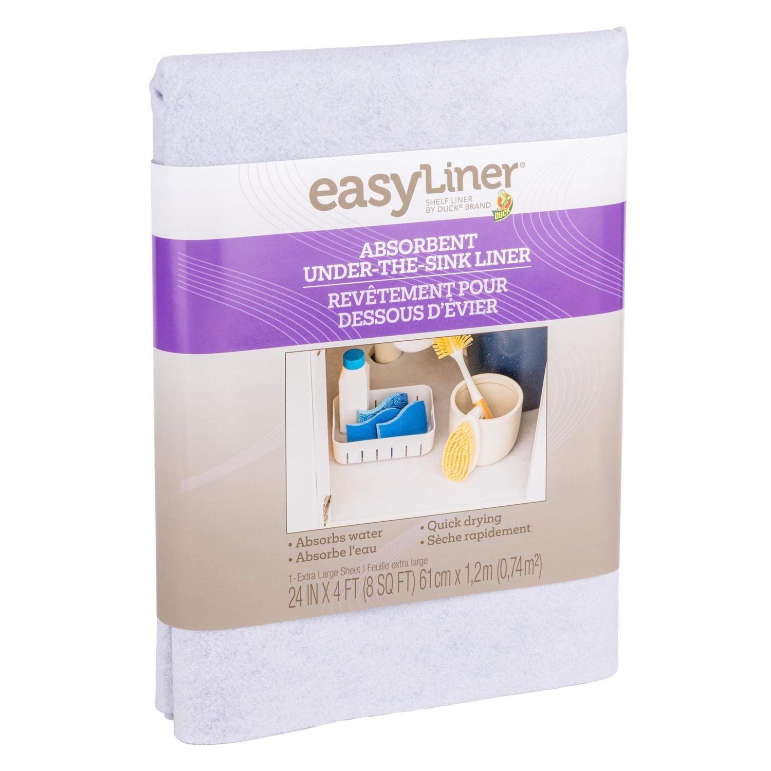 EasyLiner Absorbent Under-the-Sink Liner, White, 24 in. x 4 ft.