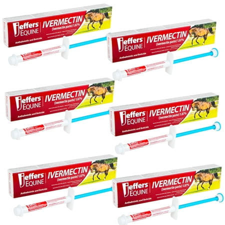 Jeffers Ivermectin Gel Dewormer for Horses - Apple Flavored, Broad Spectrum Dewormer Paste - Effective Parasite Control for Worms, Pinworms, Bots & More - Safe for Equine of All Ages- 6 Pack