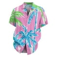 thumbnail image 4 of Men Hawaiian Shirt Short Sleeves Printed Button Down Shirts Summer Beach Mens Shirts Clearance 18-Pink 3XL, 4 of 5