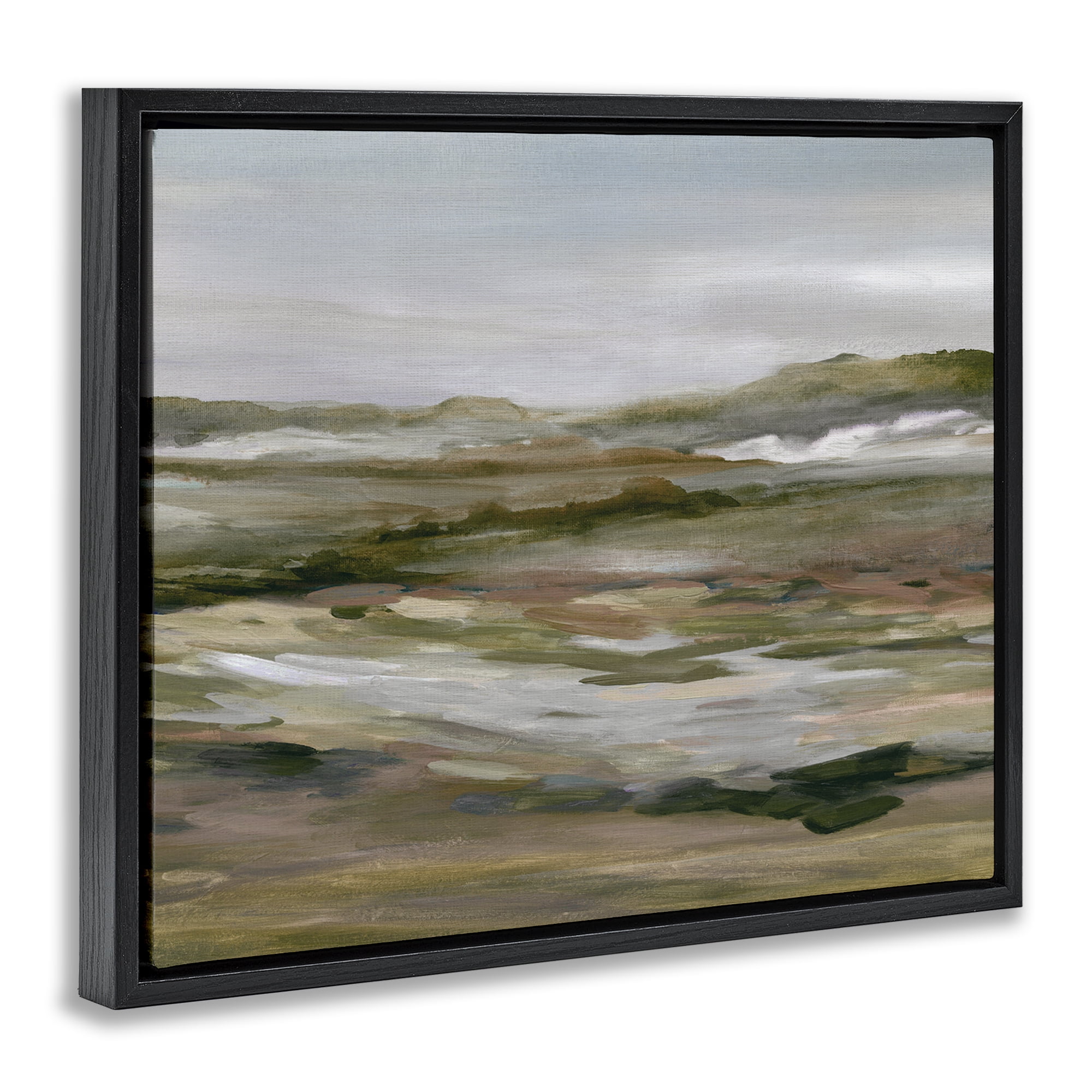 Stupell Industries Natural Meadow Abstract Horizon Black Framed Floater Canvas Wall Art, design by Carol Robinson