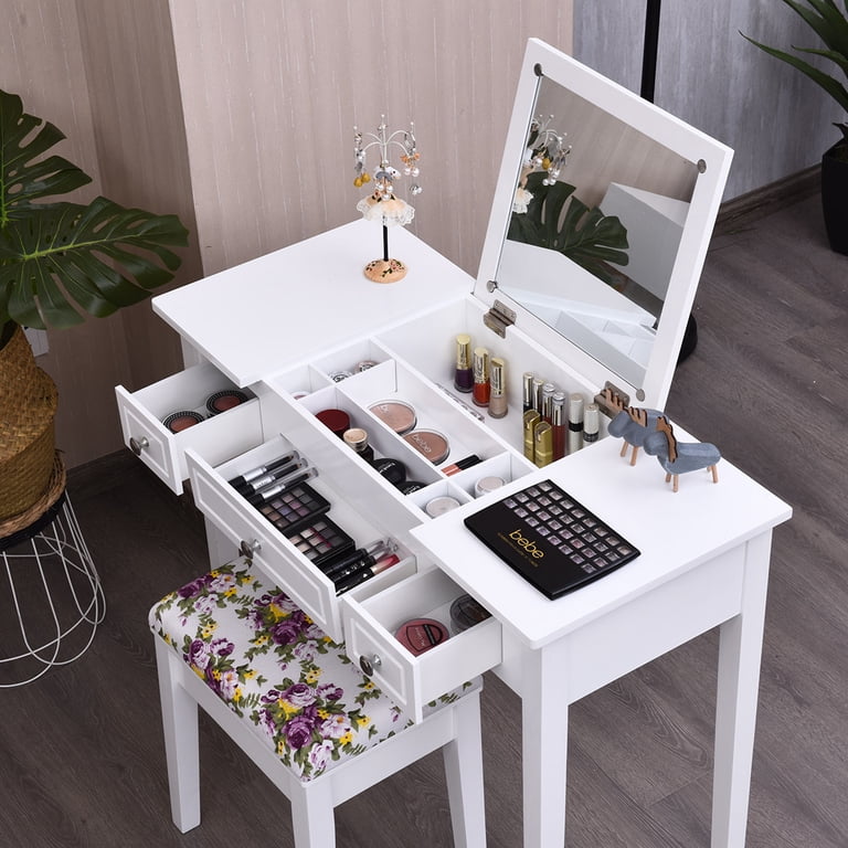 ドレッサー・鏡台 KARE Dressing Table Vanity 102x47cm Costway Vanity Dressing Table with Stool, Flip-Top Makeup Desk