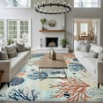 thumbnail image 4 of Blue Coastal 5'x7' Area Rug, Summer Beach Coral Shell Starfish Seahorse Washable Non-Slip Soft Rugs, Low-Pile Large Carpet for Living Room Bedroom Dining Room, Non-Shedding Accent Rug, 4 of 9