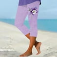thumbnail image 3 of YUEJUIR Capri Leggings with Pockets Women's Fashion Casual Floral Print High Waist Elastic Capri Pants Leggings Womens Capris with Pockets Women's Capri Pants (Beige,XXXL), 3 of 4