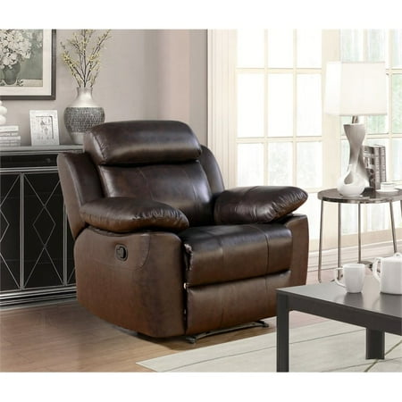 Abbyson Brody Top Grain Leather Recliner in Brown
