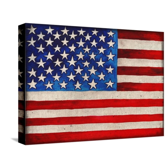 Art.com American Flag Stretched Canvas Print Wall Art by Elizabeth Medley, 16" x 12"