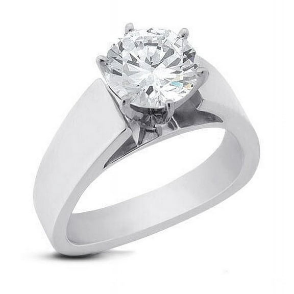 Unique Shank Ring Simple Solitaire Engagement Ring 1.5 Ct Round Diamond 14K White Gold Over