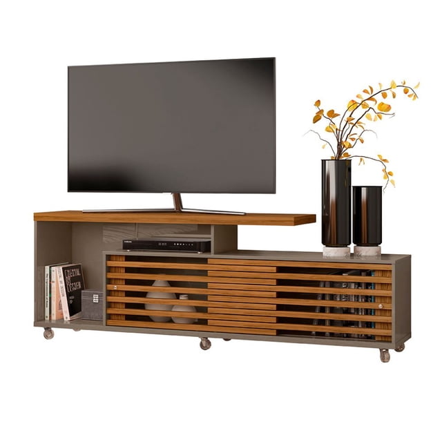 Moveis Mueble Rack para TV de hasta 65" Modelo Frizz Mesa TV Centro de Entretenimiento Modular Moderno Elegante y Funcional Color Fendi / Natural