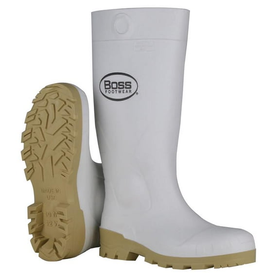 Boss 8068991 16 in. PVC Plain Waterproof Boots for Unisex, White - Size 11 US - Set of 2