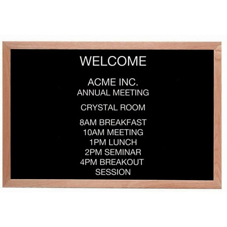 Aarco AOFD1218. Framed Letter Board Message Center. Frame is Oak