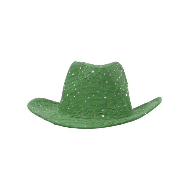 Chapeau de Cowboy à Paillettes et Sequins - Vert